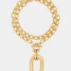 Collana doppia XL Link dorata con pendente