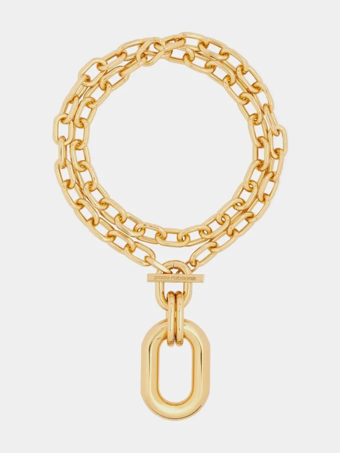 Collana doppia XL Link dorata con pendente