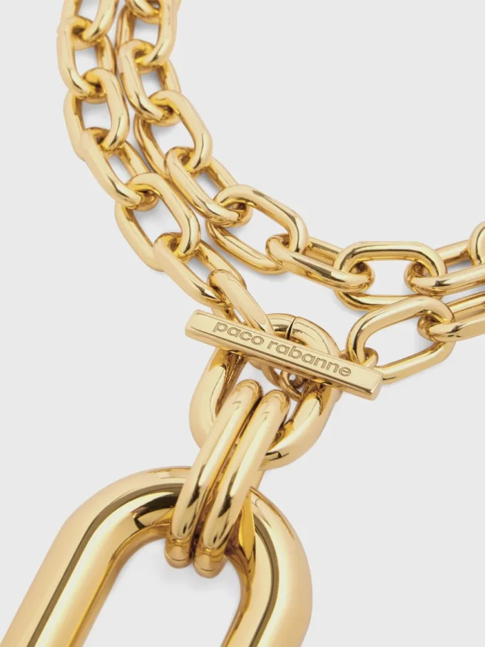 Collana doppia XL Link dorata con pendente