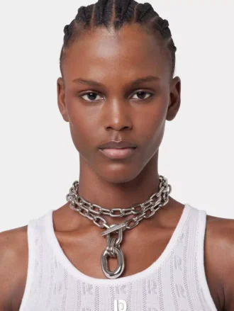 Collana doppia XL Link in argento con pendente