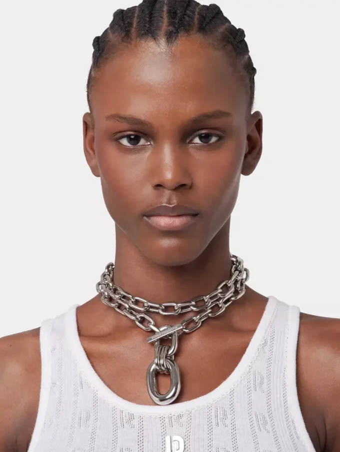 Collana doppia XL Link in argento con pendente