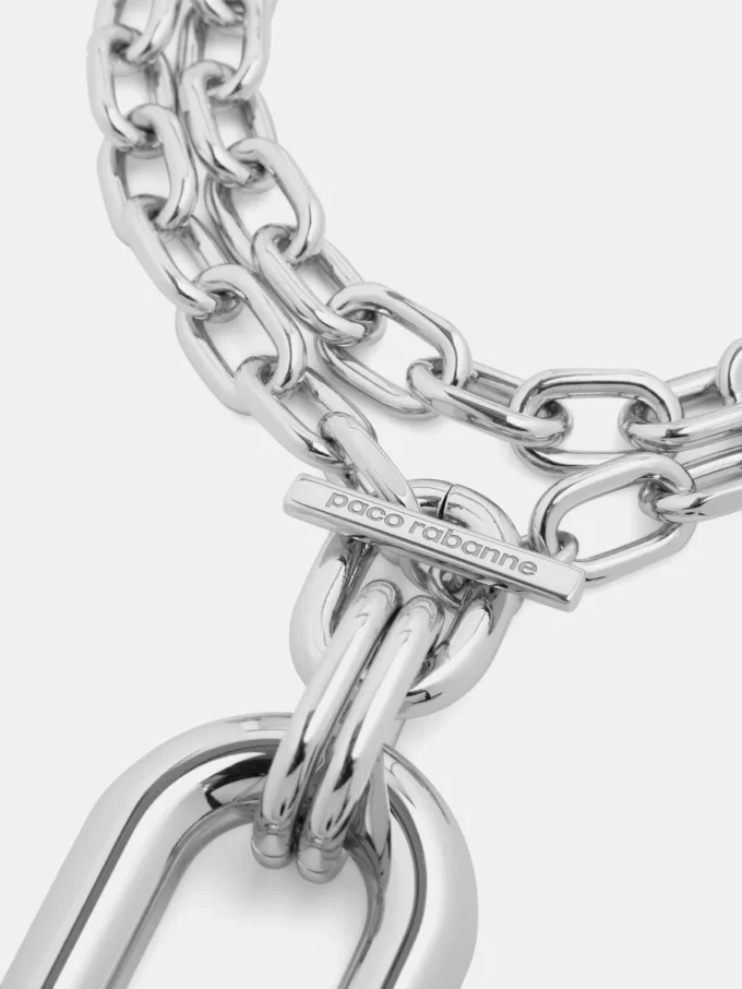 Collana doppia XL Link in argento con pendente