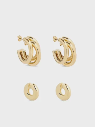Duo di cerchi e ear cuff punk