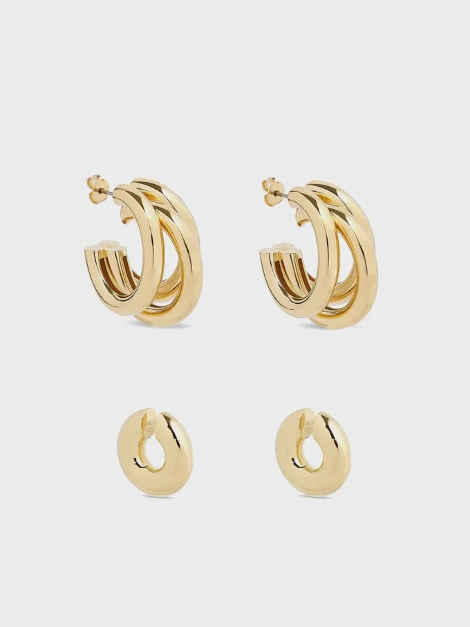 Duo di cerchi e ear cuff punk