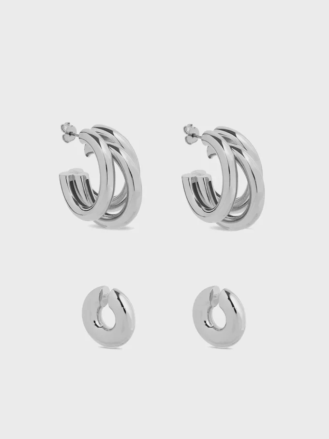 Duo di cerchi e ear cuff punk