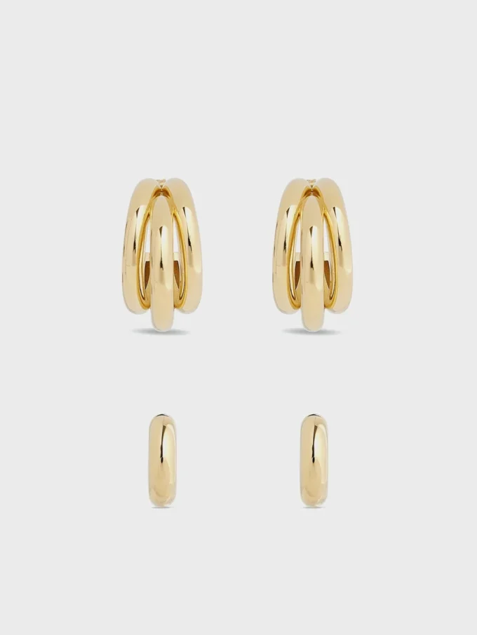 Duo di cerchi e ear cuff punk