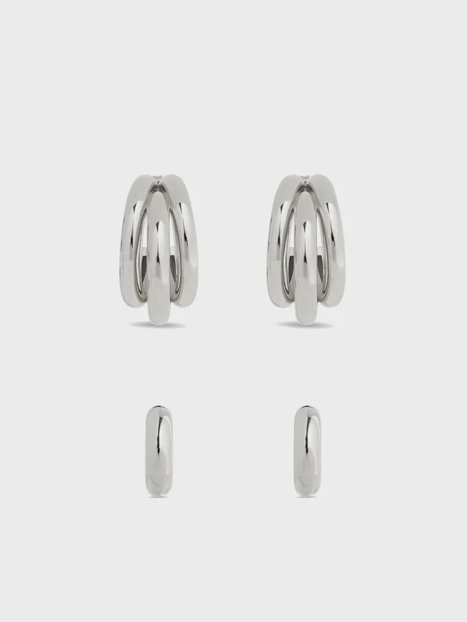 Duo di cerchi e ear cuff punk