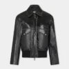 Giacca bomber nera in pelle