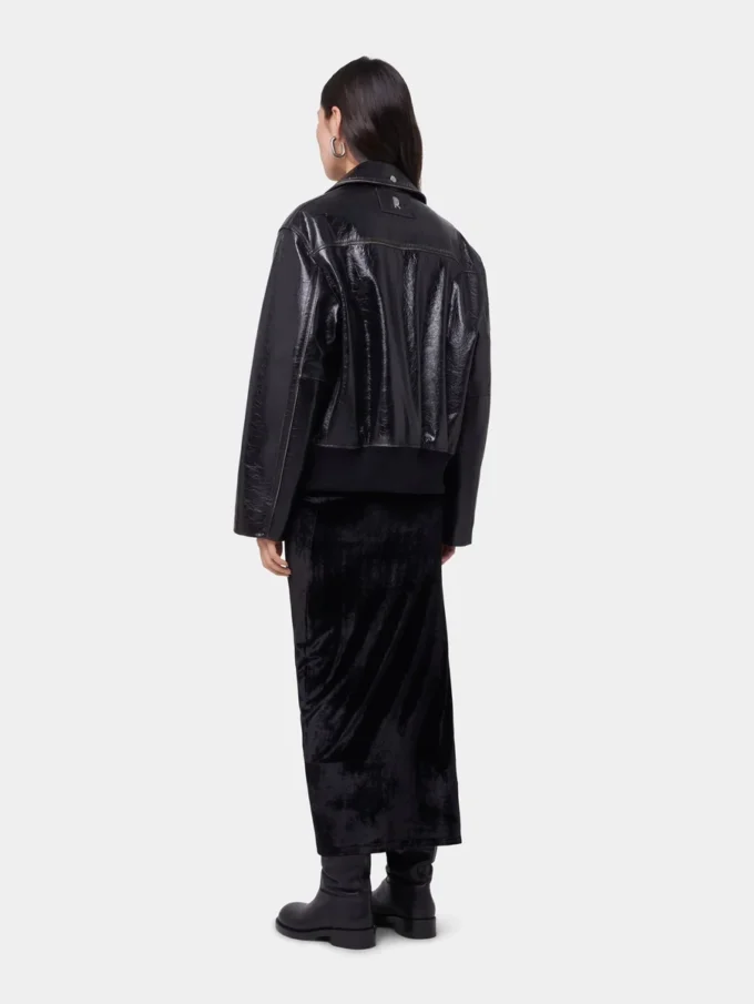 Giacca bomber nera in pelle