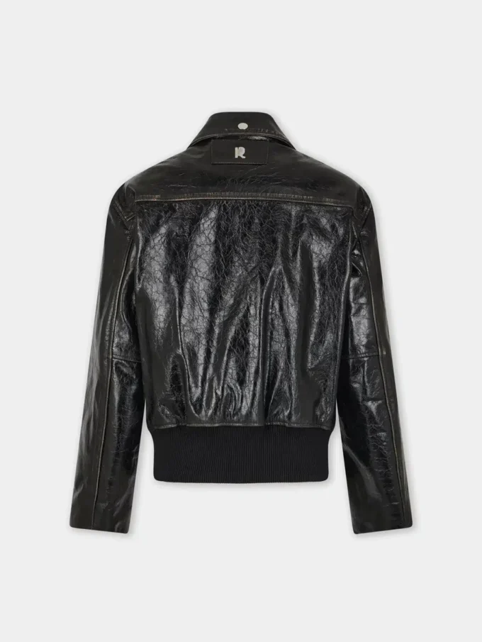 Giacca bomber nera in pelle