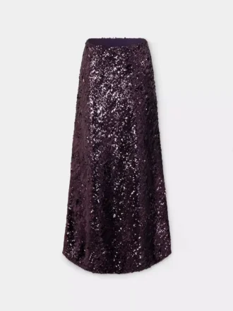 Gonna lunga in jersey con dettagli in paillettes