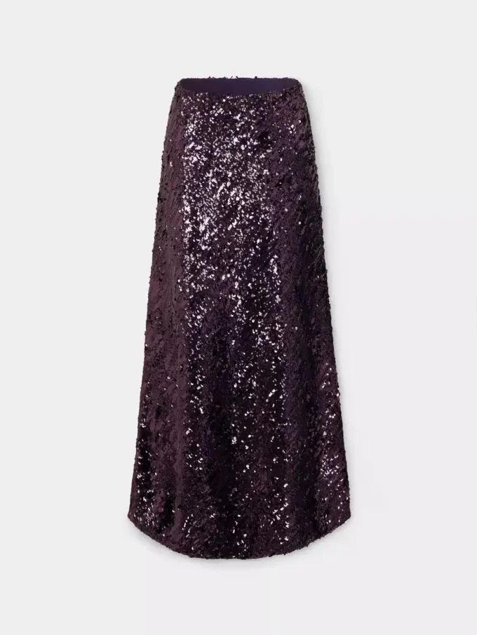 Gonna lunga in jersey con dettagli in paillettes