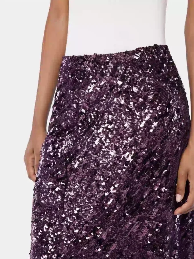 Gonna lunga in jersey con dettagli in paillettes