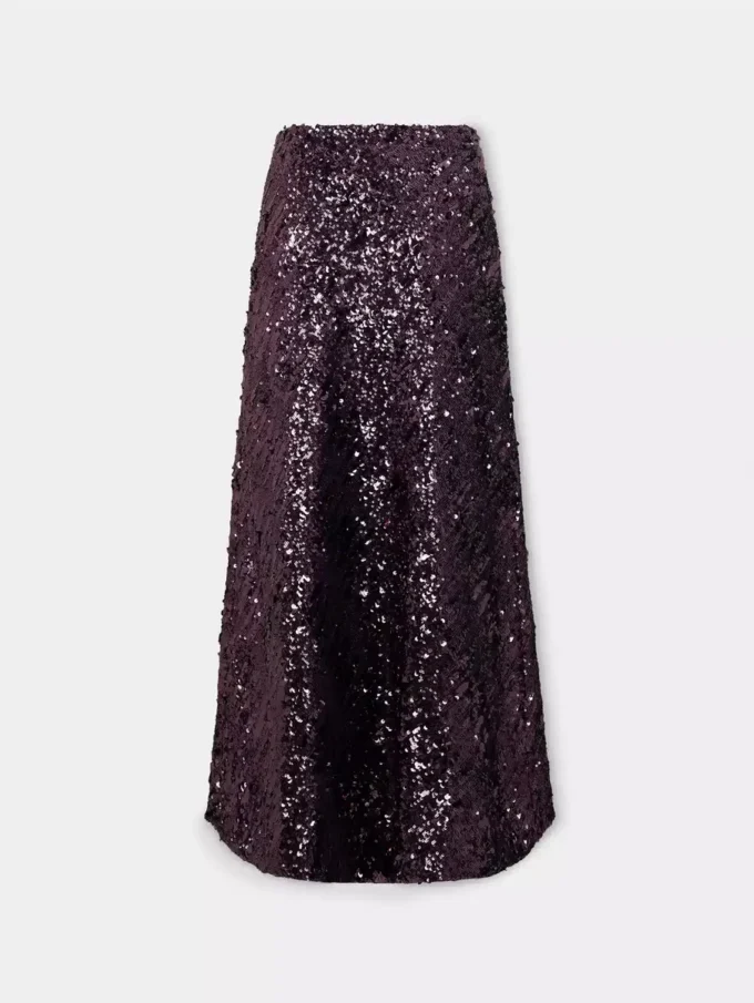 Gonna lunga in jersey con dettagli in paillettes