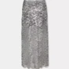 Gonna midi in pizzo argento