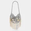 Iconica borsa Moon del 1969 in argento assemblata con pampilles metalliche
