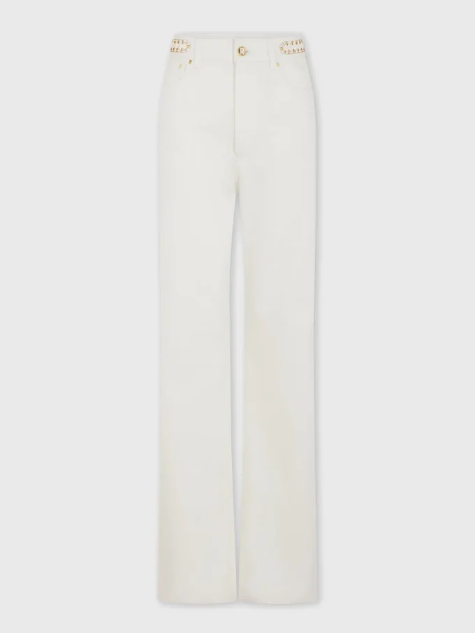 Jeans bianco sporco con dischi 1969