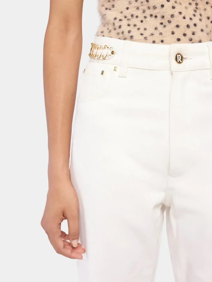 Jeans bianco sporco con dischi 1969