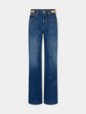 Jeans larghi in denim lavato scuro