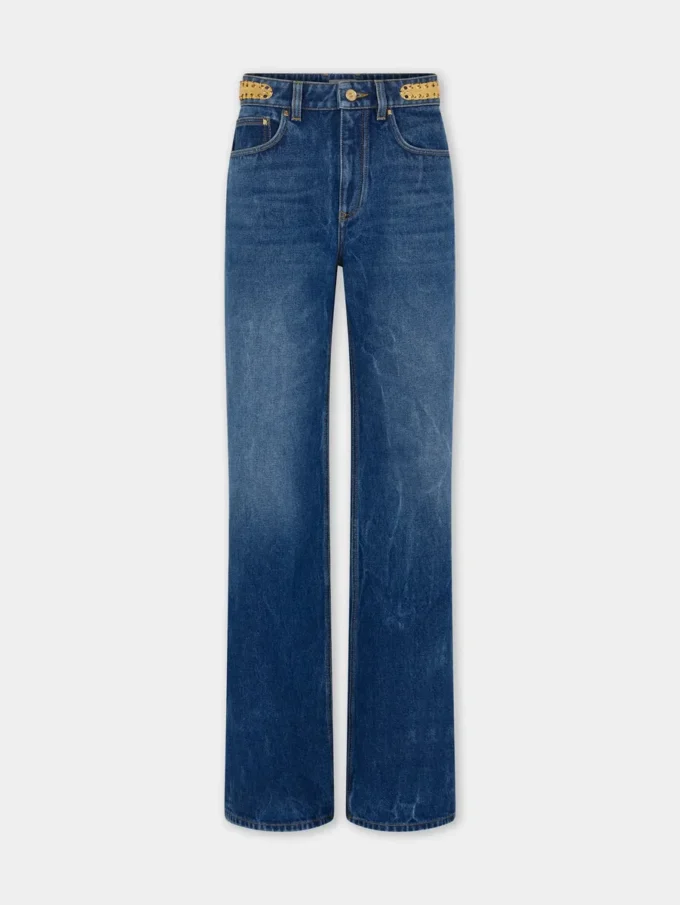 Jeans larghi in denim lavato scuro