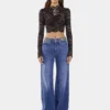 Jeans larghi in denim lavato scuro