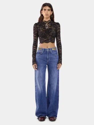 Jeans larghi in denim lavato scuro