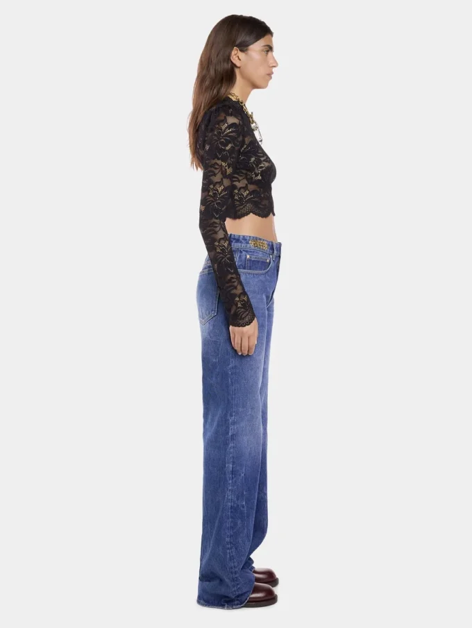 Jeans larghi in denim lavato scuro