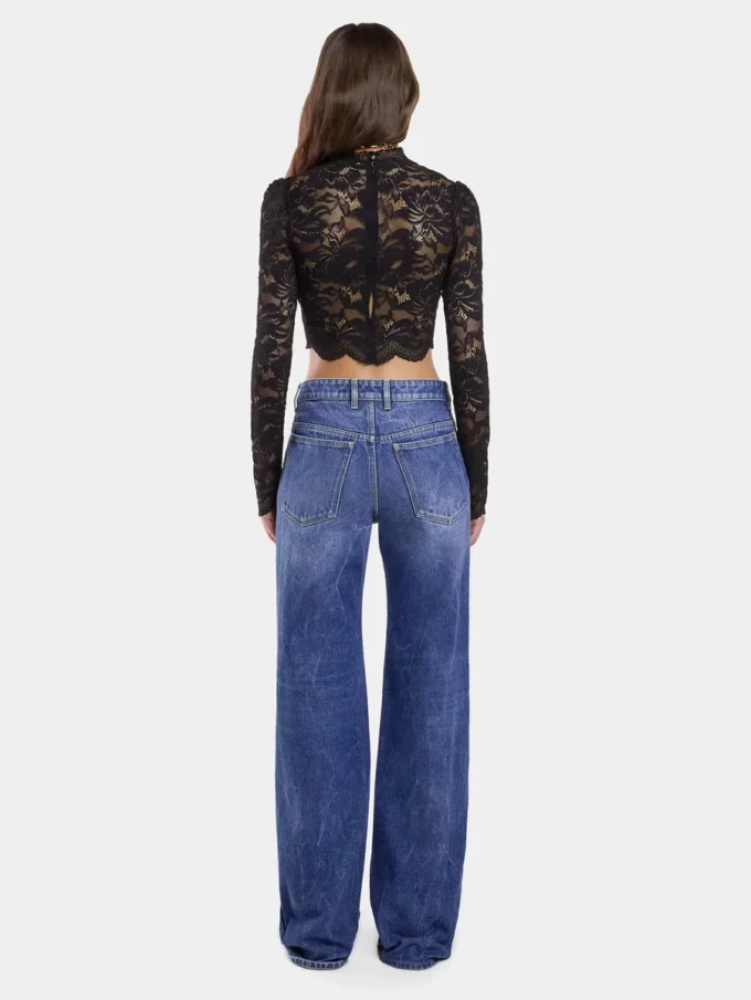 Jeans larghi in denim lavato scuro