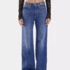 Jeans larghi in denim lavato scuro