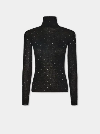 Maglia a collo alto in lana effetto seconda pelle