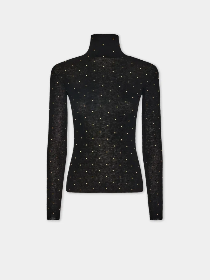 Maglia a collo alto in lana effetto seconda pelle