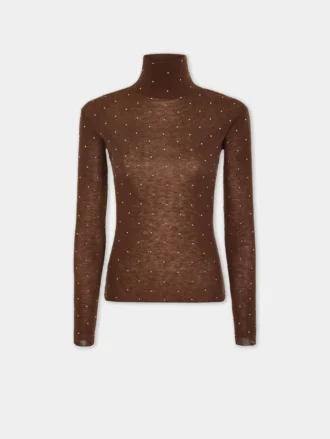 Maglia a collo alto in lana effetto seconda pelle