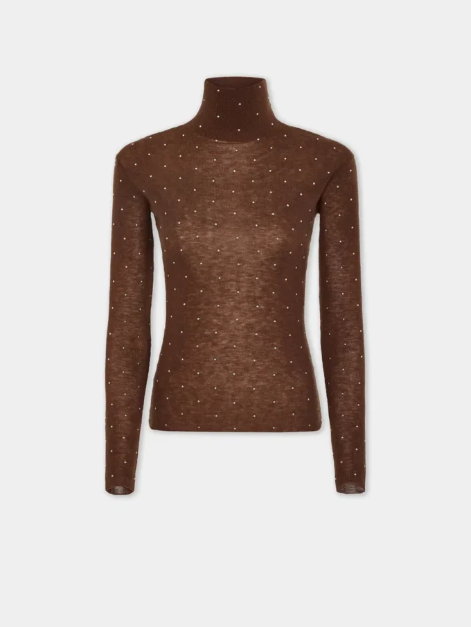 Maglia a collo alto in lana effetto seconda pelle