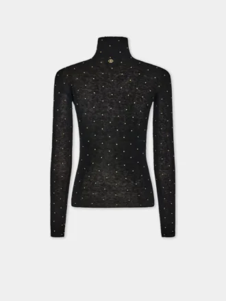 Maglia a collo alto in lana effetto seconda pelle