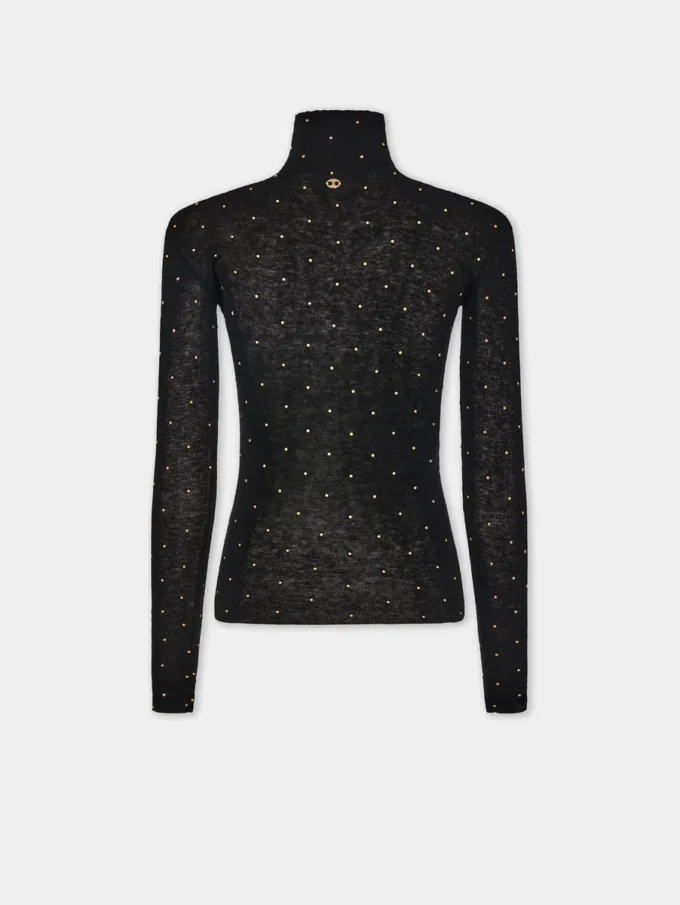 Maglia a collo alto in lana effetto seconda pelle