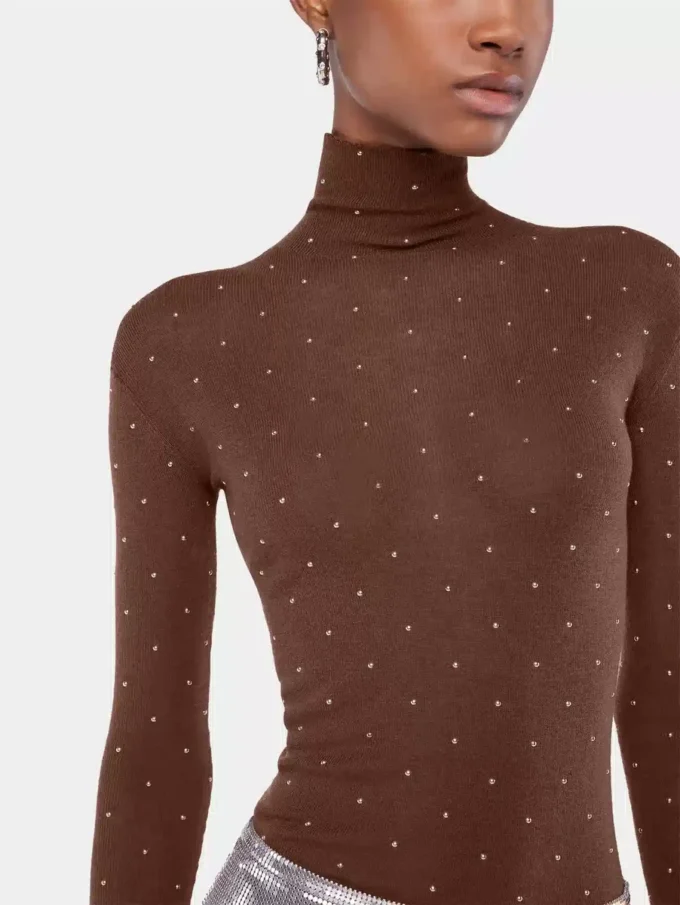 Maglia a collo alto in lana effetto seconda pelle