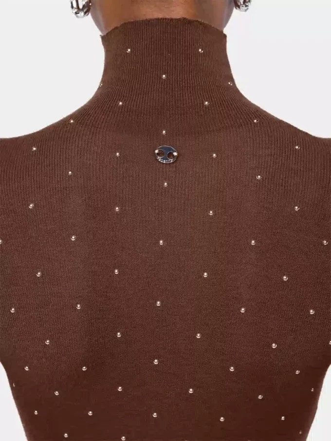 Maglia a collo alto in lana effetto seconda pelle