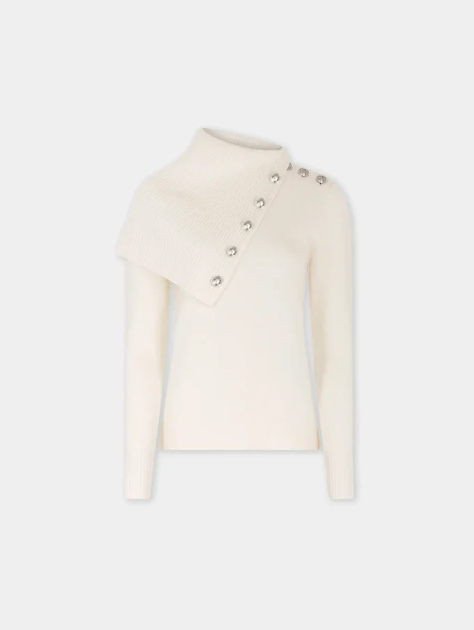 Maglione bianco sporco in lana