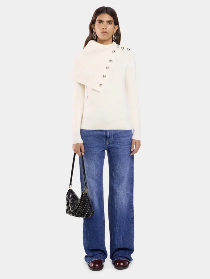 Maglione bianco sporco in lana
