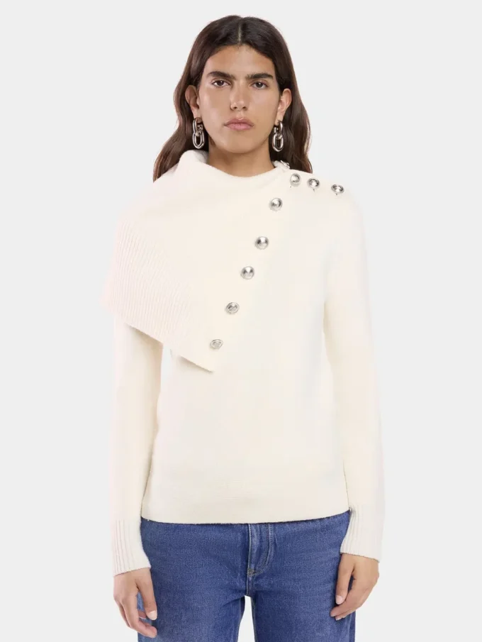 Maglione bianco sporco in lana