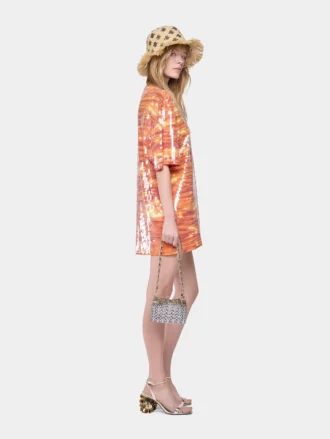 Miniabito t-shirt in cotone e paillettes