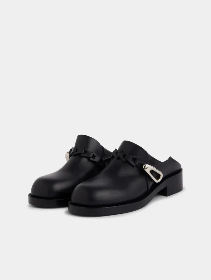 Mules nere in pelle liscia