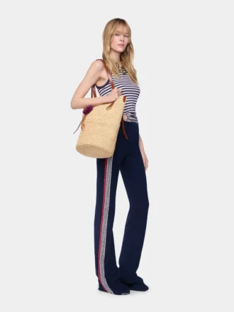 Pantaloni a zampa in jersey di spugna