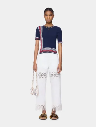 Pantaloni in denim con dettagli ricamati