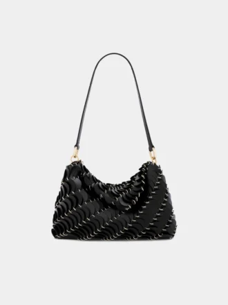 Pochette nera Paco in pelle di vitello