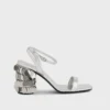 Sandali argentati con tacco a disco Sparkle