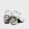 Sandali argentati con tacco a disco Sparkle