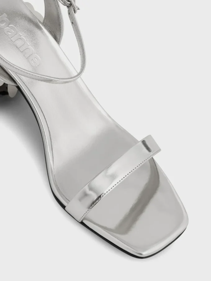 Sandali argentati con tacco a disco Sparkle