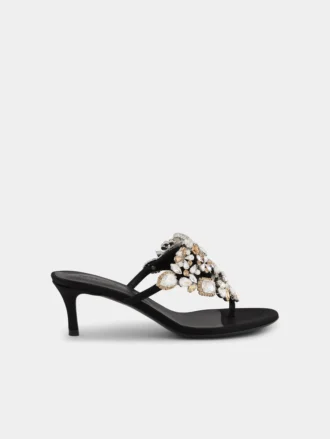 Sandali con tacco basso e strass
