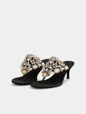 Sandali con tacco basso e strass